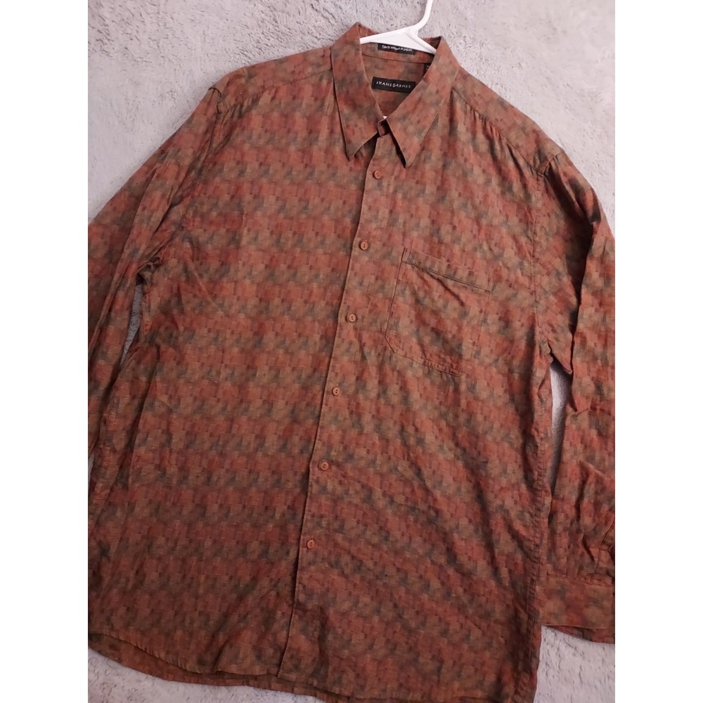 Vintage Jhane‎ Barnes Shirt Mens XL Psychedelic Geometric Funky Maroon Green